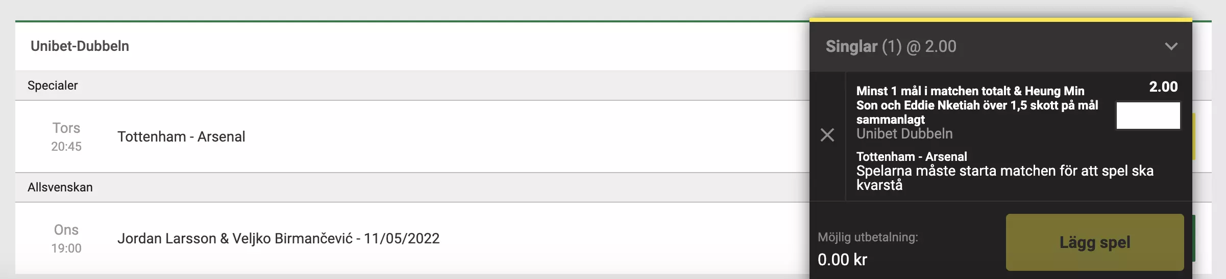 unibet dubbeln