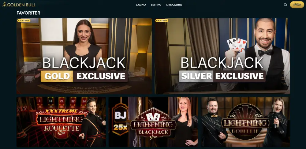 Golden Bull Livecasino och Casino